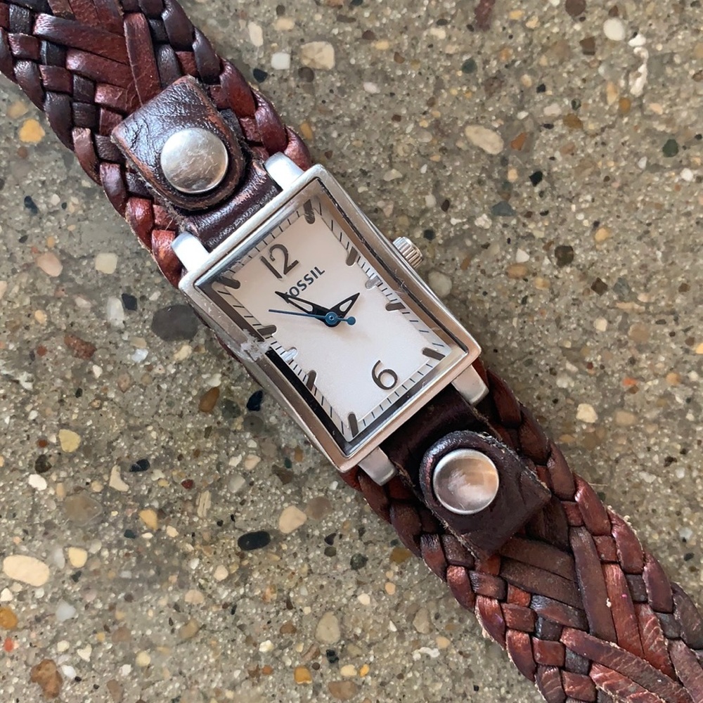 Woven leather Fossil watch